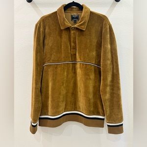 Todd Snyder Velour Polo with Piping, Ochre Rust
